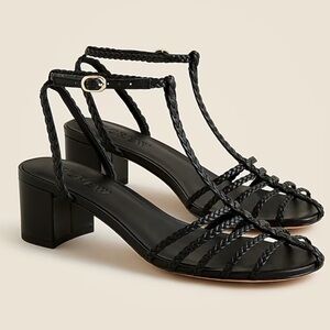 J. Crew Shay braided-strap block-heel sandals in leather. Top rated 5 ⭐️